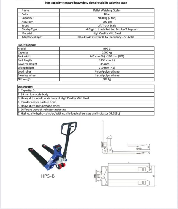 2 TON Digital Pallet Truck Weighing Scale - Image 6