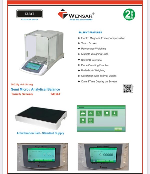 Wensar TAB4T-50g/220g (5/4 digit dual accuracy) Analytical Lab Balance - Image 2