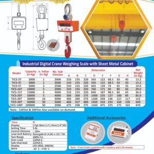 TICS Industrial Grade Digital Crane Weighing Scale,100% Indian Make