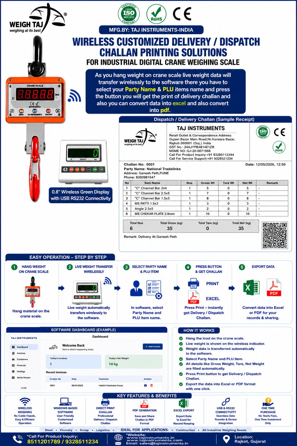 TICS Industrial Crane Weighing Scale with Windows Based Challan Software - Image 2