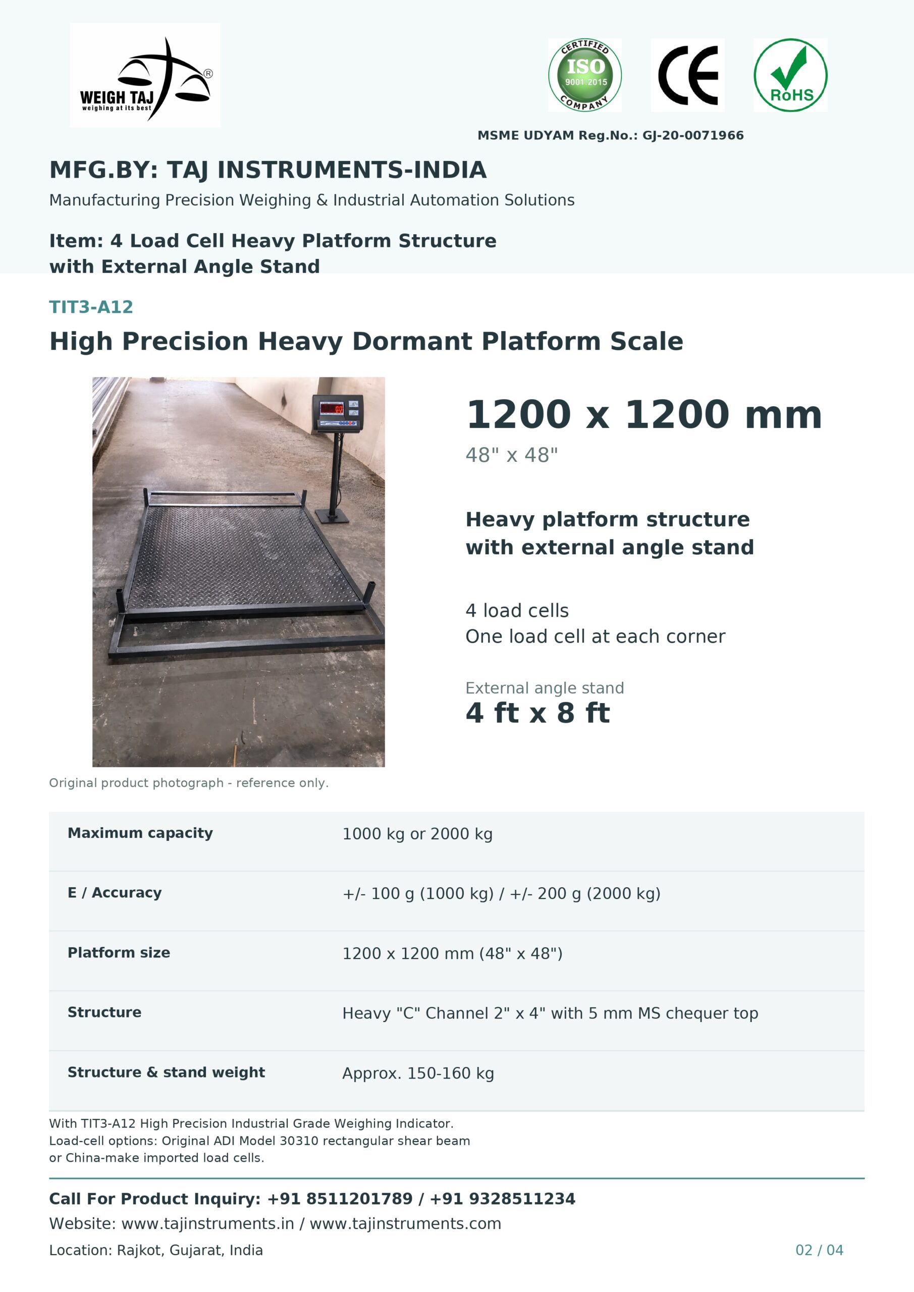 taj 4 load cell platform catalogue page 0002